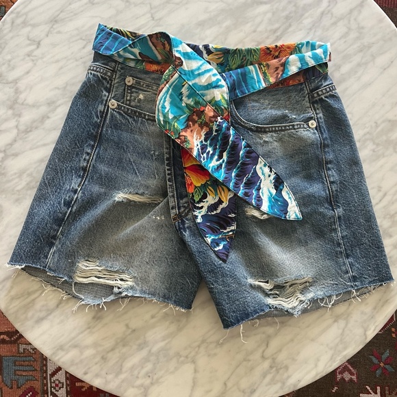 R13 NWT Jasper Tie-Waist Crossover 90's Aesthetic Jean Shorts Size 25 - Picture 4 of 10